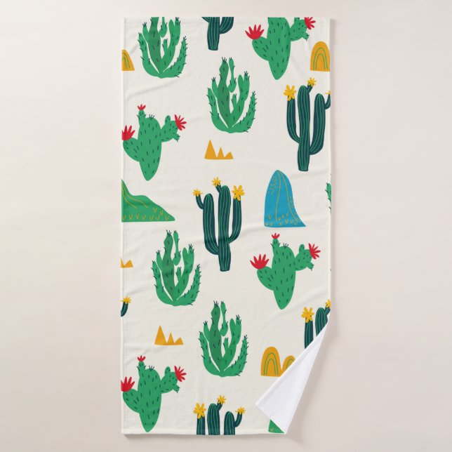 Patrón de cactus natural abstracto floral sin sold (Toalla de baño)