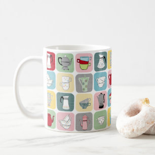 Patrón de cafés y tazas retro