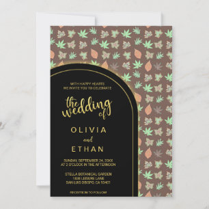 Patrón de caída en negro y oro Invitación a la bod