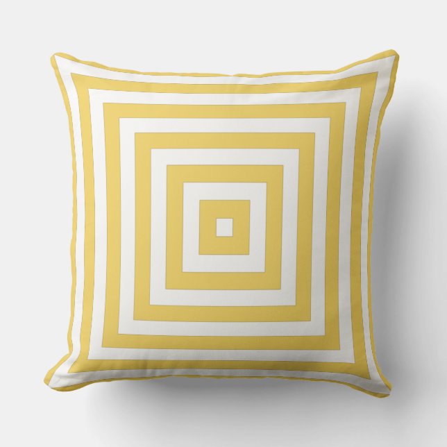 Patrón De Caja Blanco Y Amarillo - Cojín decorativ (Anverso)