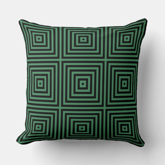 Patrón De Caja Verde Y Negro - Cojín decorativo (Anverso)