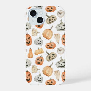Patrón de calabaza de acuarela divertida