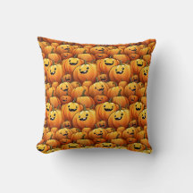 Patrón de calabazas de Halloween lanzar almohada