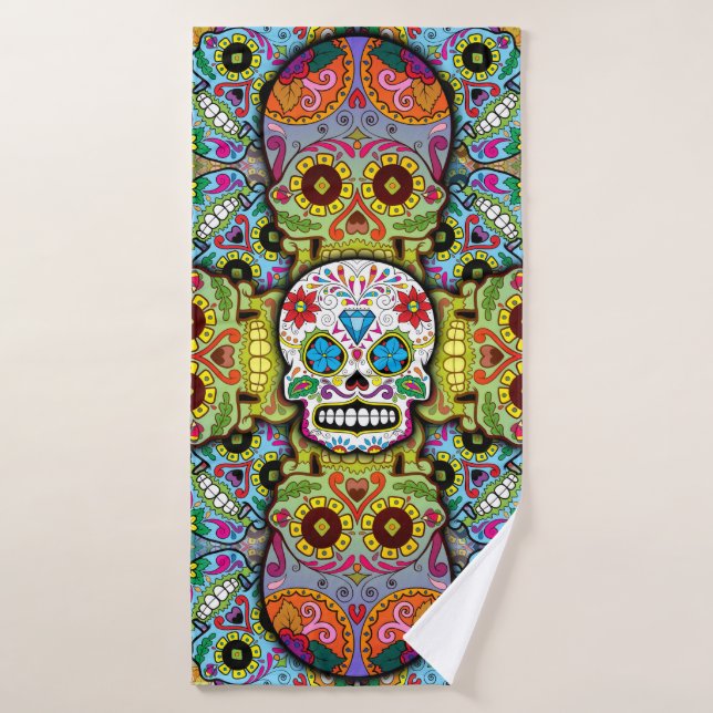 Patrón de calaveras azucareras (Toalla de baño)