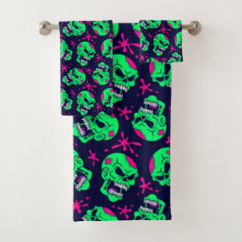 Patrón de Calaveras de Zombie Neon