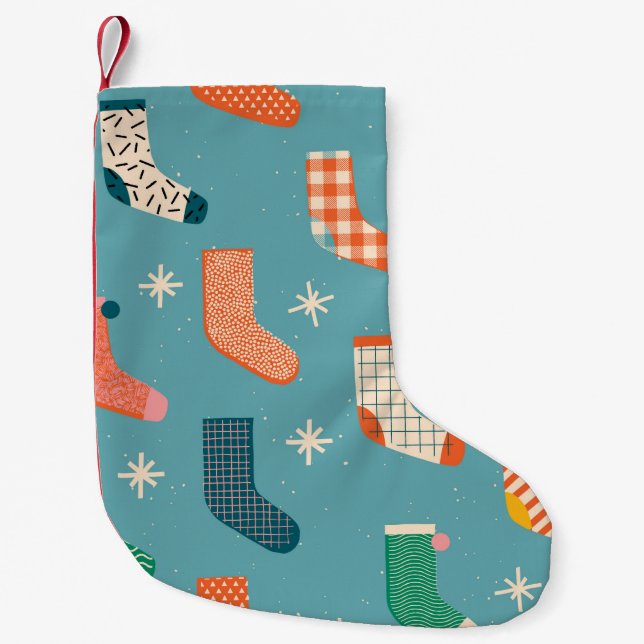 Patrón de calcetines navideños en ilustracion. (Anverso)