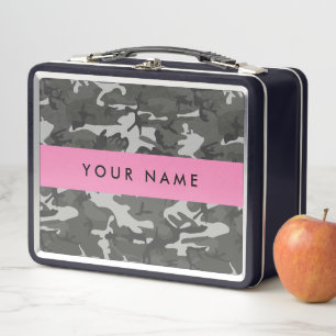 Patrón de camuflaje gris, tu nombre, personalizado