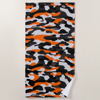Patrón de camuflaje Naranja negro Toalla de playa
