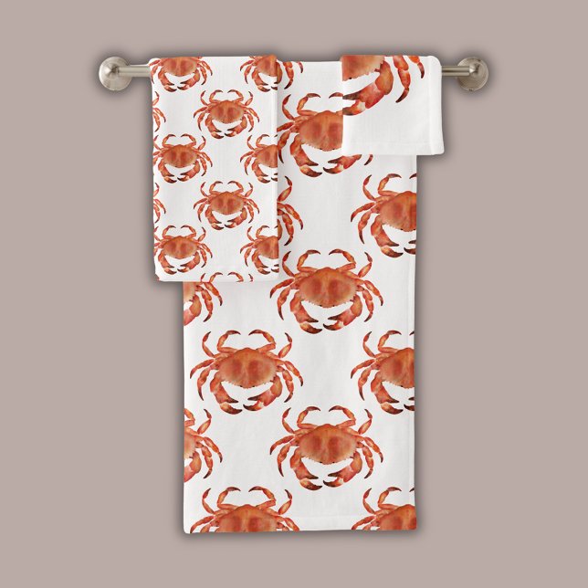 Patrón de cangrejo costero (Brown crab coastal chic crustacean bathroom towel set)