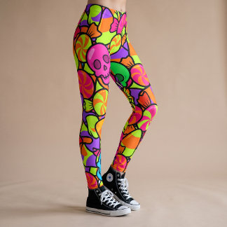 Patrón de Caramelo de Cráneo Leggings de Halloween