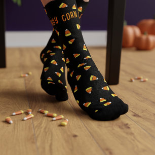 Patrón de Caramelo de Maíz Lindo Calcetines Negros