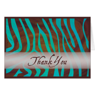 Patrón de cebra marrón y Verde azulado Gracias