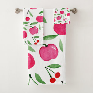 Patrón de cerezas rojas de acuarela pura