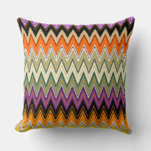 Patrón de cheurón, naranja, almohada negra