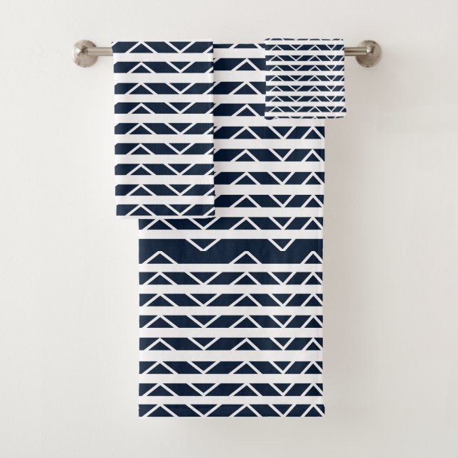 Patrón de Chevron Blanco Azul Marino   (In situ)