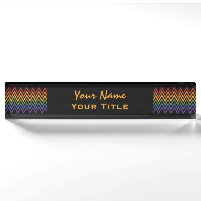 Patrón de Chevron de arcoiris placas de nombres pe (Anverso)