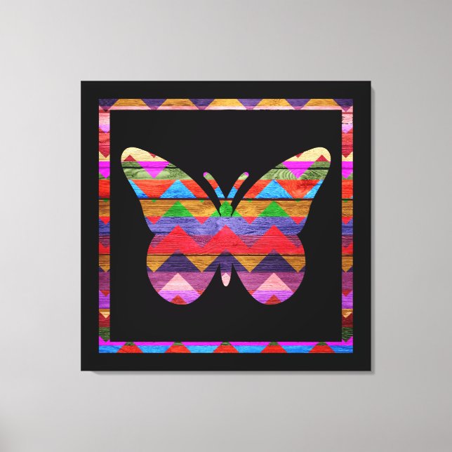 Patrón de Chevron de mariposa de arte pop en mader (Anverso)