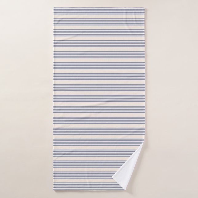 Patrón de cinco rayas azul-gris y beige (Toalla de baño)