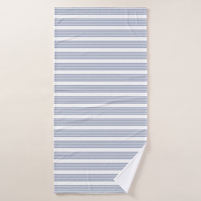Patrón de cinco rayas azul-gris y blanco (Toalla de baño)