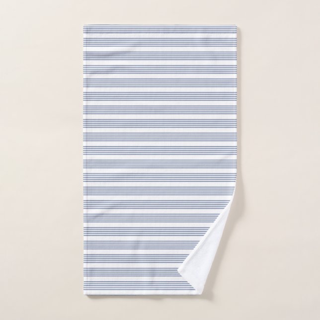 Patrón de cinco rayas azul-gris y blanco (Toalla de mano)
