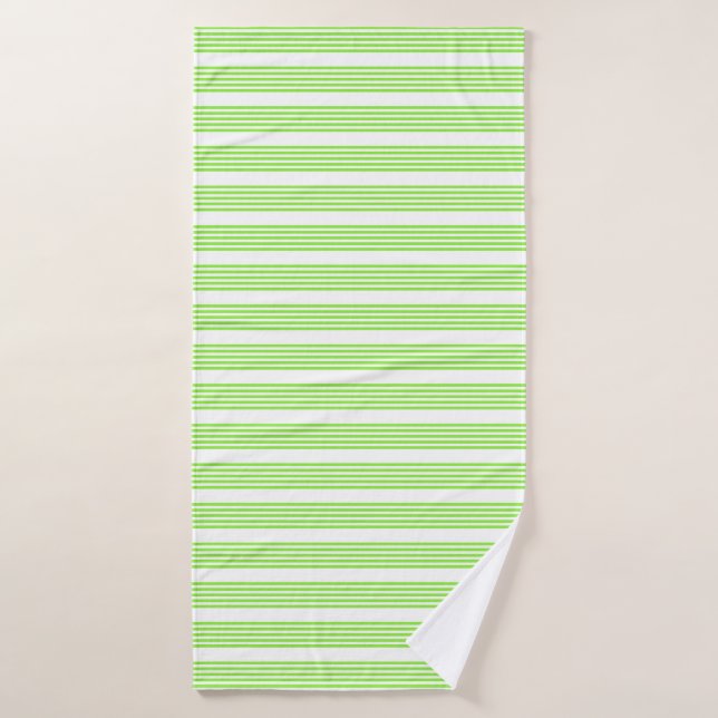 Patrón de cinco rayas blanco y verde limón (Toalla de baño)