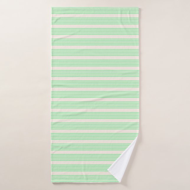 Patrón de cinco rayas verde y beige (Toalla de baño)