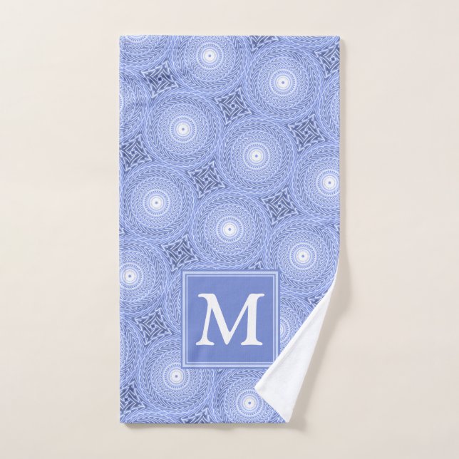 Patrón de círculos azules de monograma (Toalla de mano)