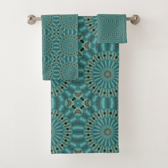 Patrón de círculos en turquesa y verde teñido (In situ)