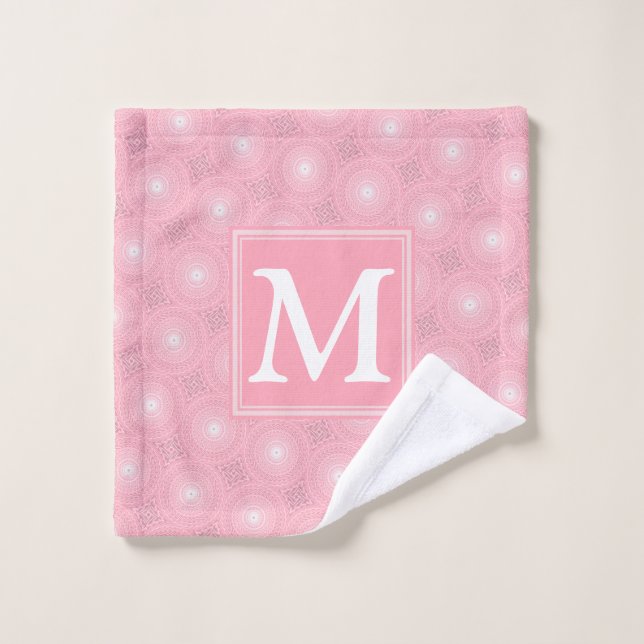 Patrón de círculos rosados monograma (Toallita)