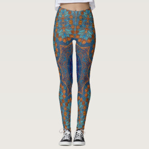 Patrón de cobre azul Yoga Gym Ejercicio Leggings