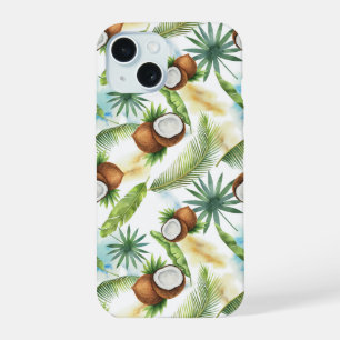 Patrón de coco tropical acuarela