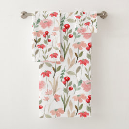 Patrón de color de agua con flores de cerezo rojo