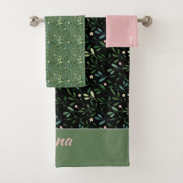 Patrón de color de agua hoja verde nombre toalla d