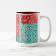 Patrón de color turquesa rojo ORIENTAL - Mug, Copa