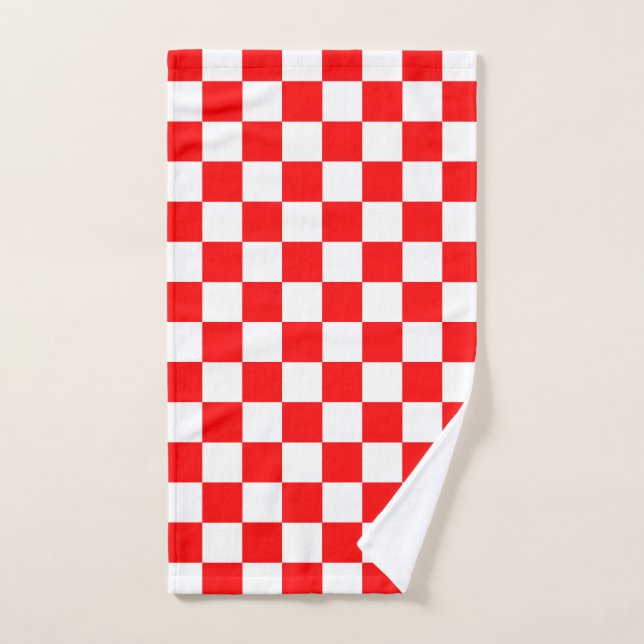 Patrón de comprobación de blanco rojo (Toalla de mano)