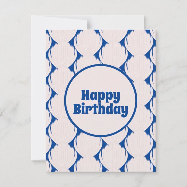 Patrón de conchas marinas azul rosado Cumpleaños (Anverso)