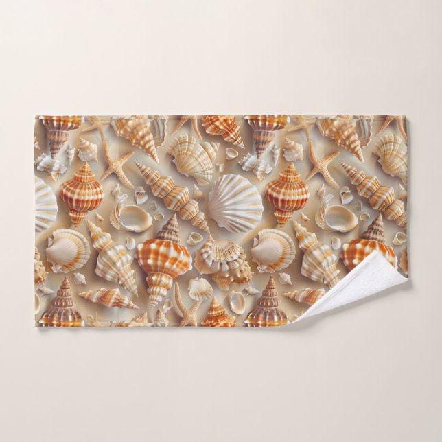 Patrón de conchas marinas de elegancia costera (Toalla de mano)
