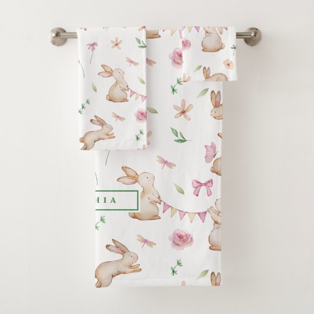 Patrón de Conejo Rosa de Pascua Vintage (In situ)