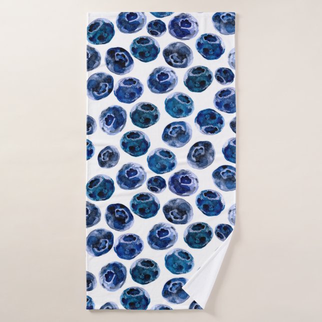 Patrón de conjunto de arándano azul ilustrado con  (Toalla de baño)