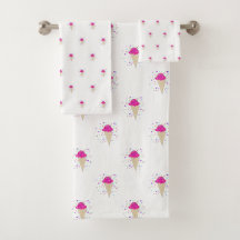 Patrón de cono de helado con confeti rosa