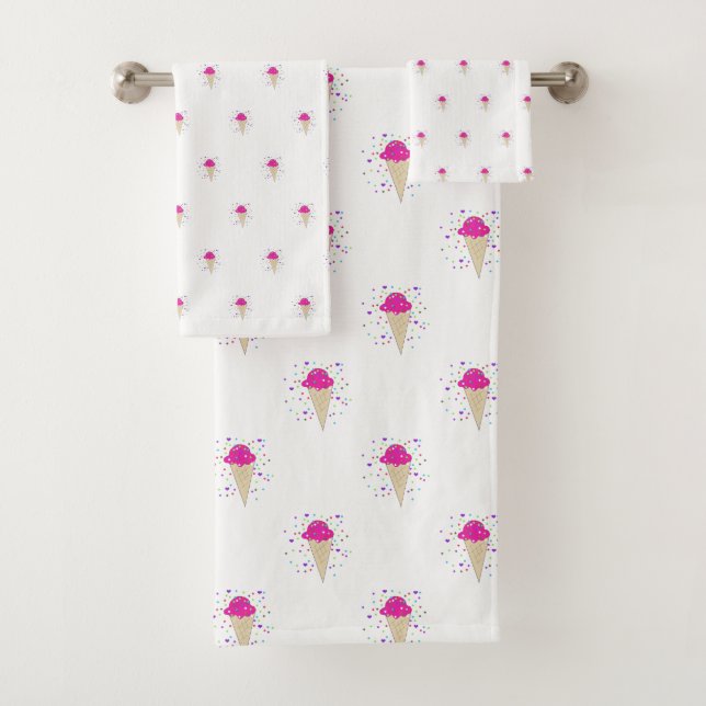 Patrón de cono de helado con confeti rosa (In situ)