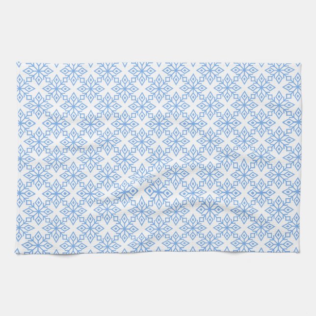 Patrón de copo de nieve Toalla azul y blanca clara (Horizontal)