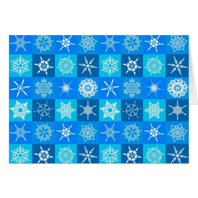 Patrón de copos de nieve azules (Anverso (Horizontal))