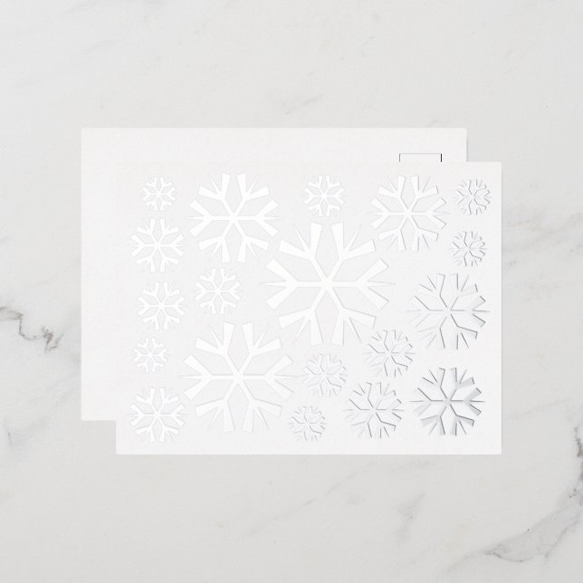 Patrón de copos de nieve blancos en la tarjeta pos (Anverso/Reverso)