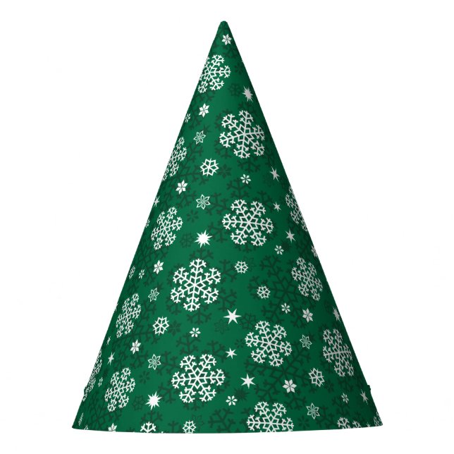 Patrón de copos de nieve en Gorra de Fiesta verde  (Anverso)