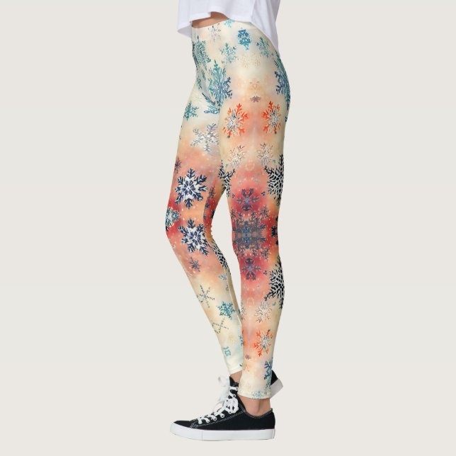 Patrón de Copos de Nieve Vintage - Leggings (Izquierda)
