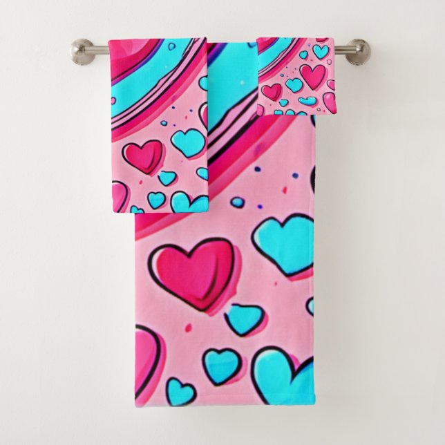 Patrón de corazón azul rosado (In situ)