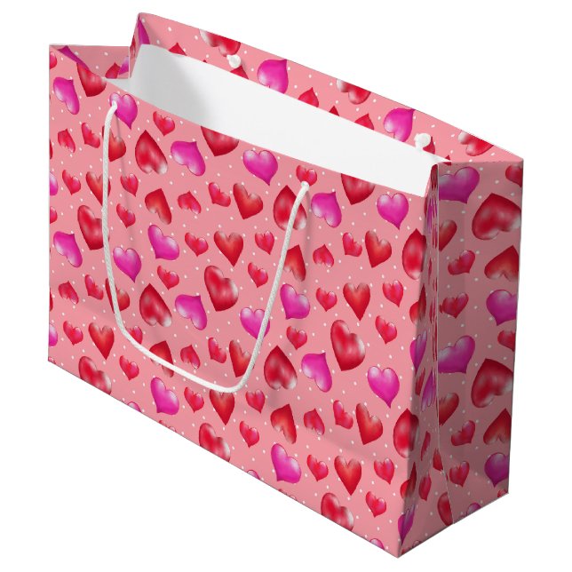 Patrón de corazón rosa y rojo, bolsa de regalo de  (Angulo Anverso)