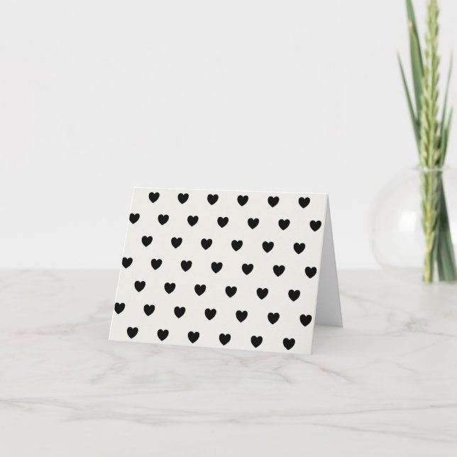 Patrón de Corazones Cutas en Moda Blanco y Negro (Anverso)