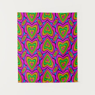 Patrón de Corazones de Neón | Tapiz de Pared Abstr